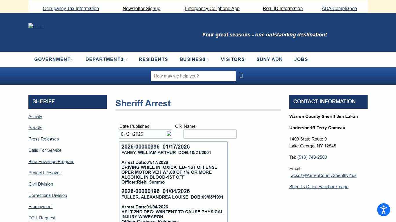 Sheriff Arrest Warren County
